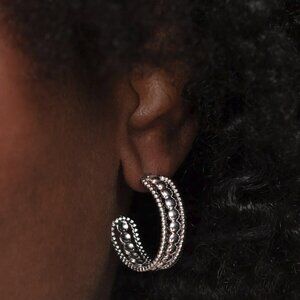 Paparazzi Jewelry Accessories - Dotted Darling - Silver Earrings - Vintage